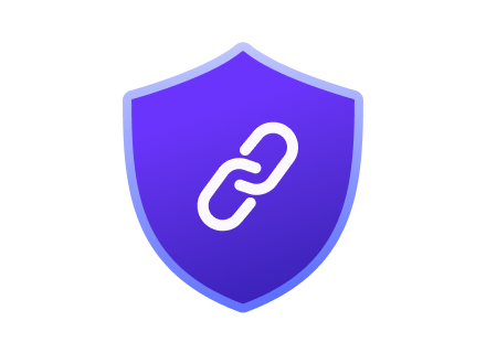 Blue shield logo with a stylized white link chain in the center